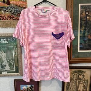 Vintage 80s Wilson Sports Striped Pink And White‎ Surfing Shirt Size Large